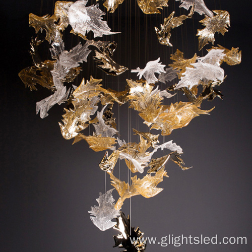 Custom lighting modern fashion art hotel club maple leaf type decorative led chandelier